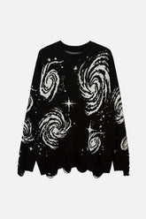Pull en tricot à rayures déchirées vintage d'automne